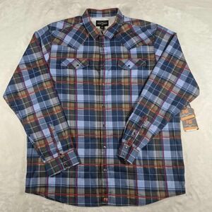 Cody James FR Fire‎ Resistant Shirt Men's 3XL Blue Plaid Western Pearl Snap NWT